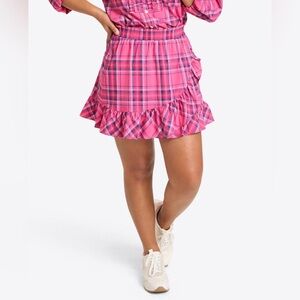 Draper James Pink Tartan Ruffle Wrap Skirt NWT